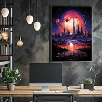 Futuristic Sci-Fi Cosmic Landscape Poster
