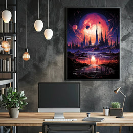 Futuristic Sci-Fi Cosmic Landscape Poster
