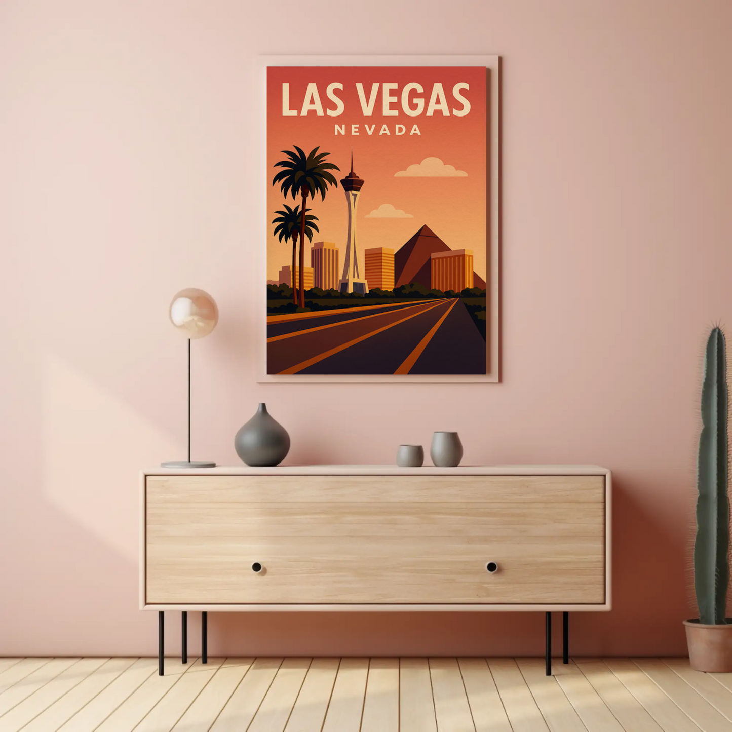 Las Vegas Nevada Skyline Stratosphere Sunset View Poster