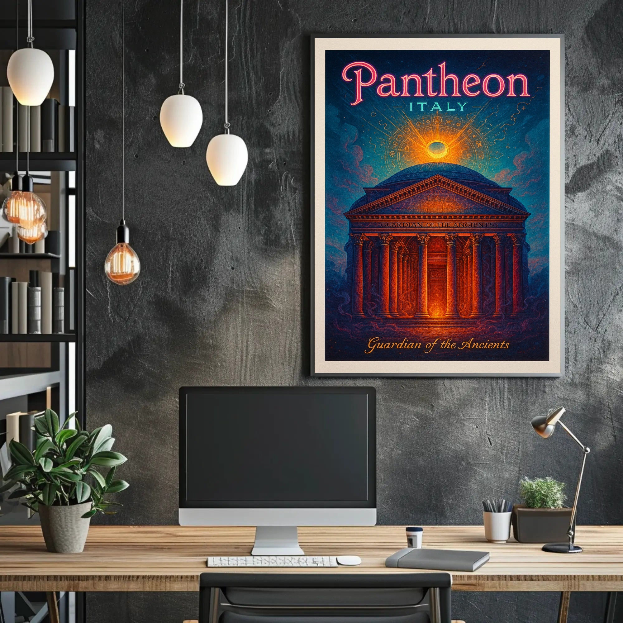Pantheon Travel Poster Vintage Architecture Print