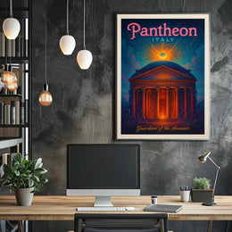 Pantheon Travel Poster Vintage Architecture Print