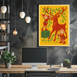 Festive Elves And Reindeer Poster