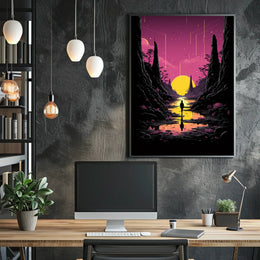 Surreal Dreamscape Reflective Horizon Fantasy Art Poster