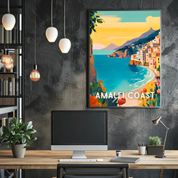 Amalfi Coast Scenic Travel Modern Illustration Poster