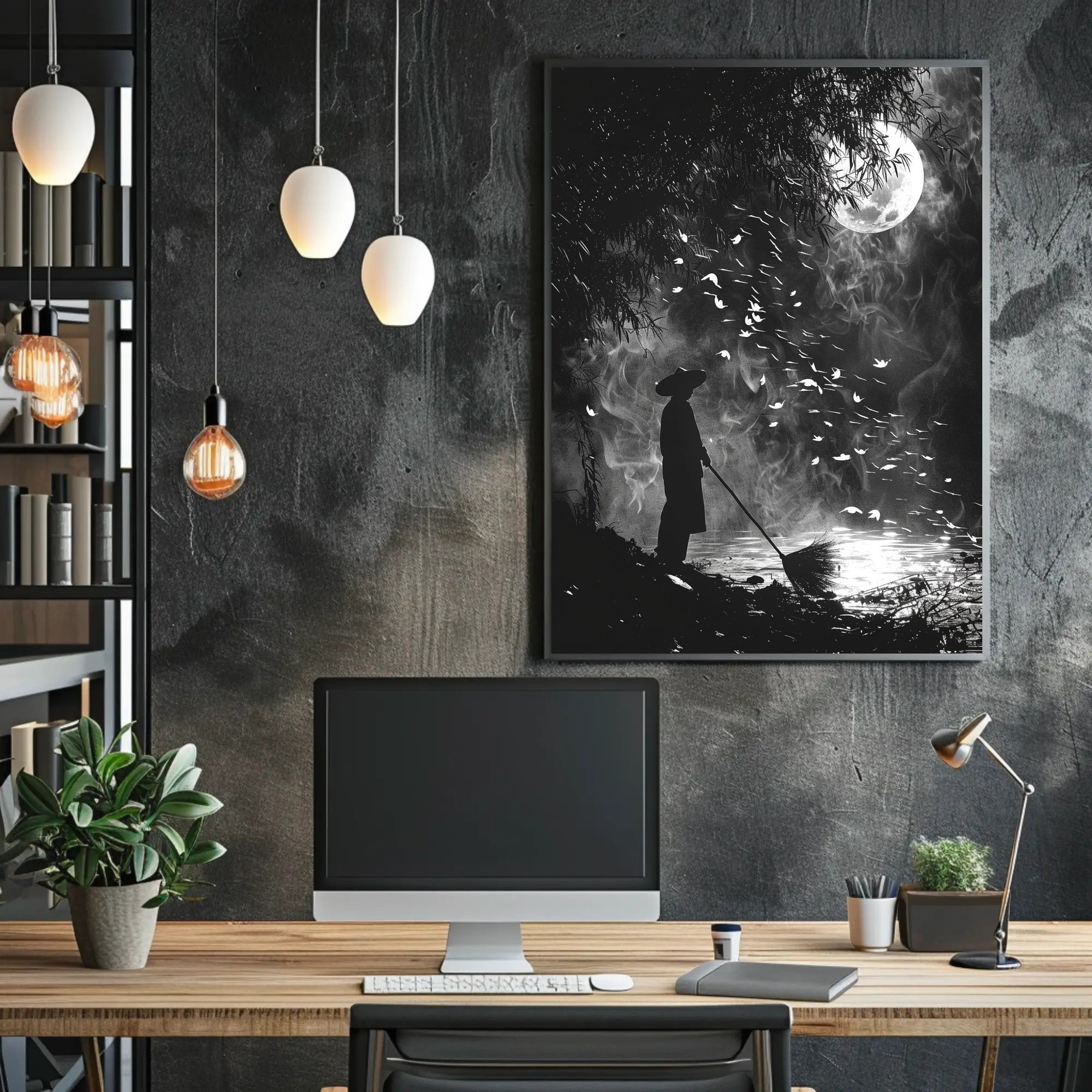 Mystical Moonlit Solitude in Nature - Artistic Poster PosterGoat