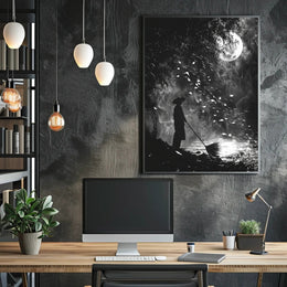 Mystical Moonlit Solitude in Nature - Artistic Poster PosterGoat