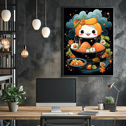 Cute Smiling Sushi Art - Abstract, Artistic, or Pop Culture Poster