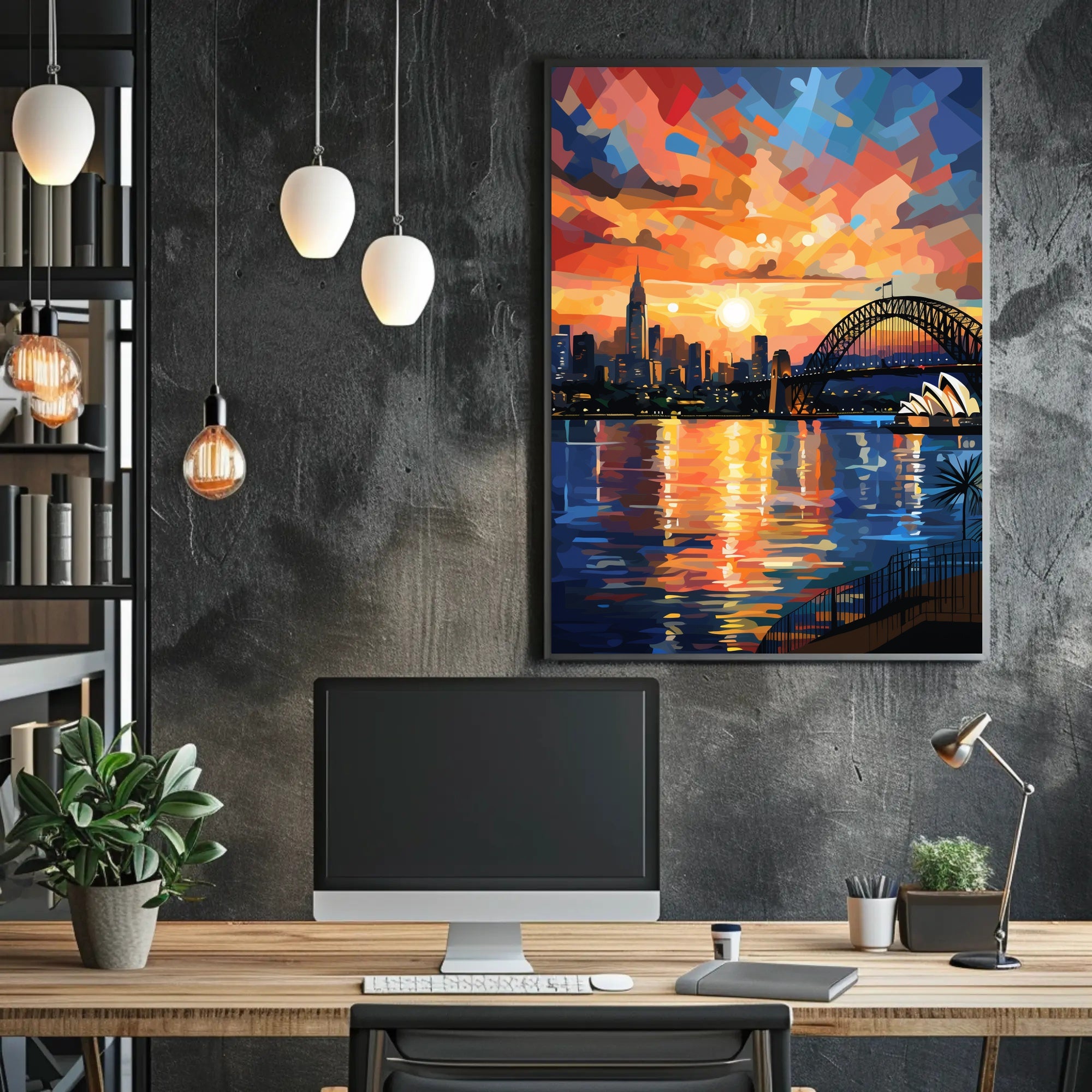 Vibrant Cityscape At Sunset Poster