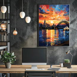Vibrant Cityscape At Sunset Poster