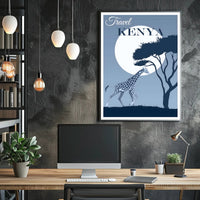 Kenya Wildlife Giraffes Travel Adventure Scenic Travel Poster