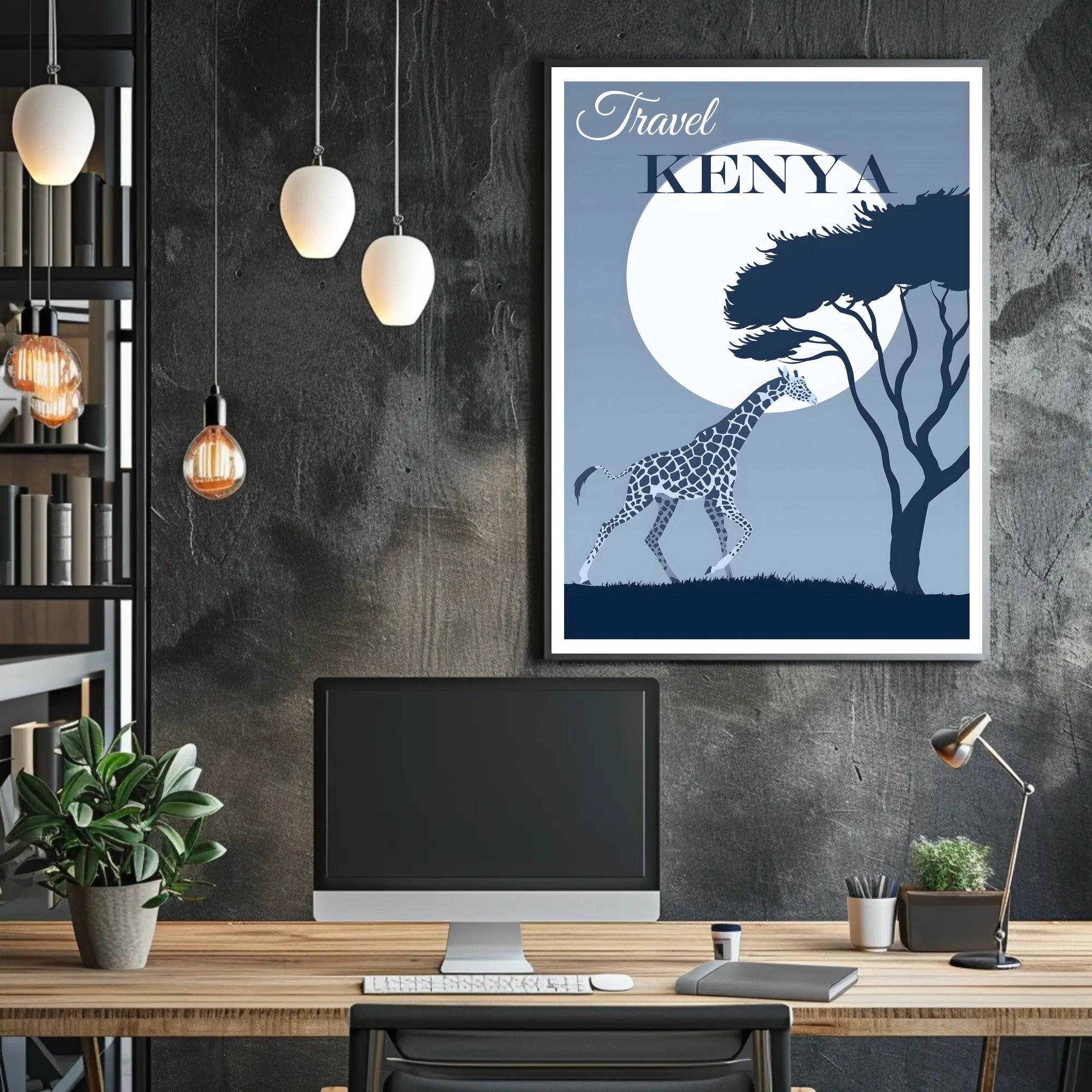 Kenya Wildlife Giraffes Travel Adventure Scenic Travel Poster