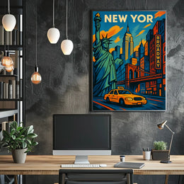 New York City Vibes Poster Scenic Cityscape Wall Art Print