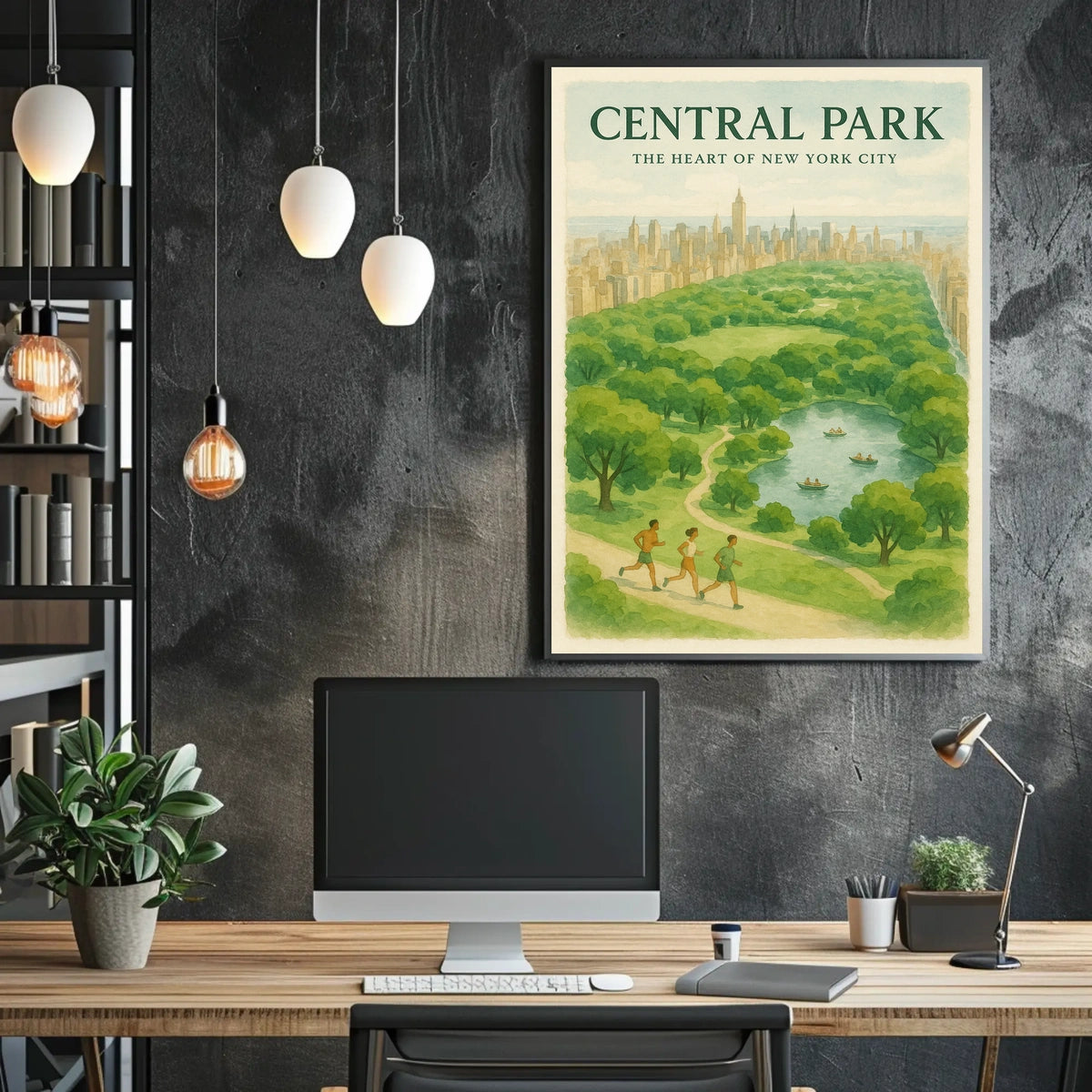 Central Park Harmony Cityscape Poster Vintage Wall Art