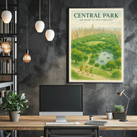 Central Park Harmony Cityscape Poster Vintage Wall Art