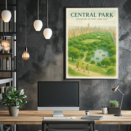 Central Park Harmony Cityscape Poster Vintage Wall Art