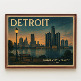 Detroit Historic Skyline Wall Art Print