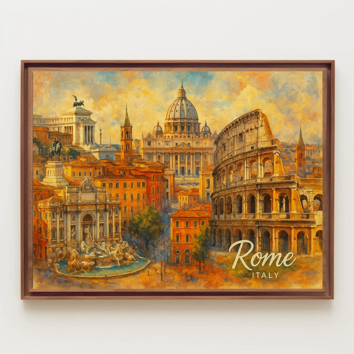 Rome Cityscape Watercolor Wanderlust Poster