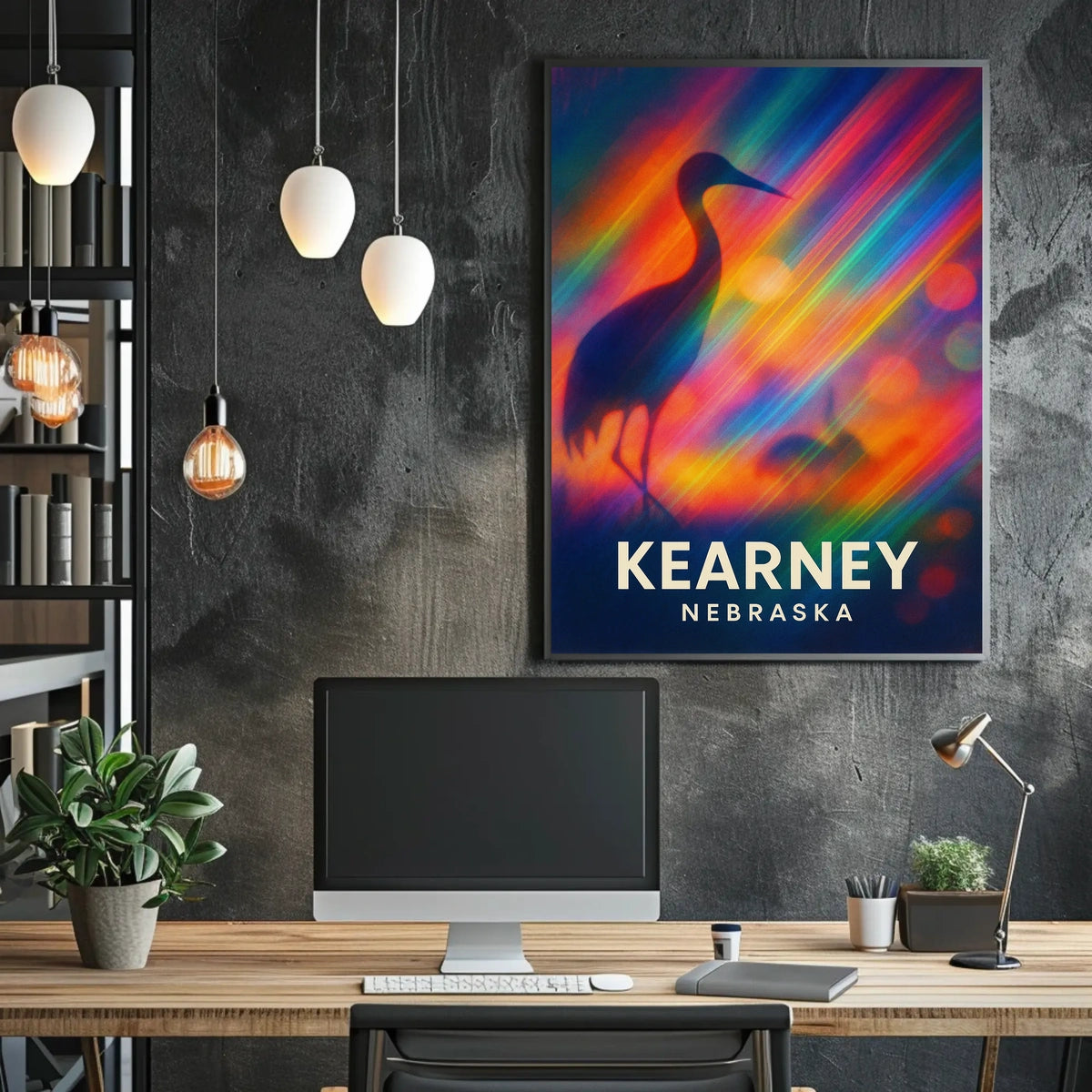 Crane Migration Wildlife Expressionism Collectors Poster