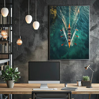 Rowing Team In Action Poster PosterGoat