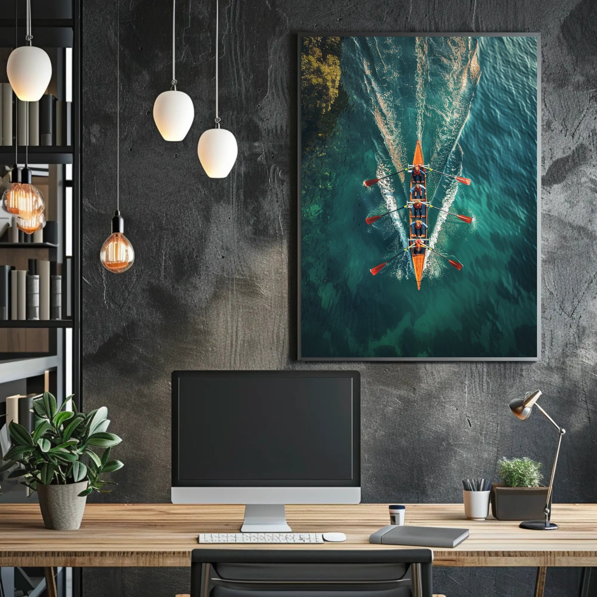 Rowing Team In Action Poster PosterGoat