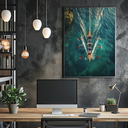 Rowing Team In Action Poster PosterGoat