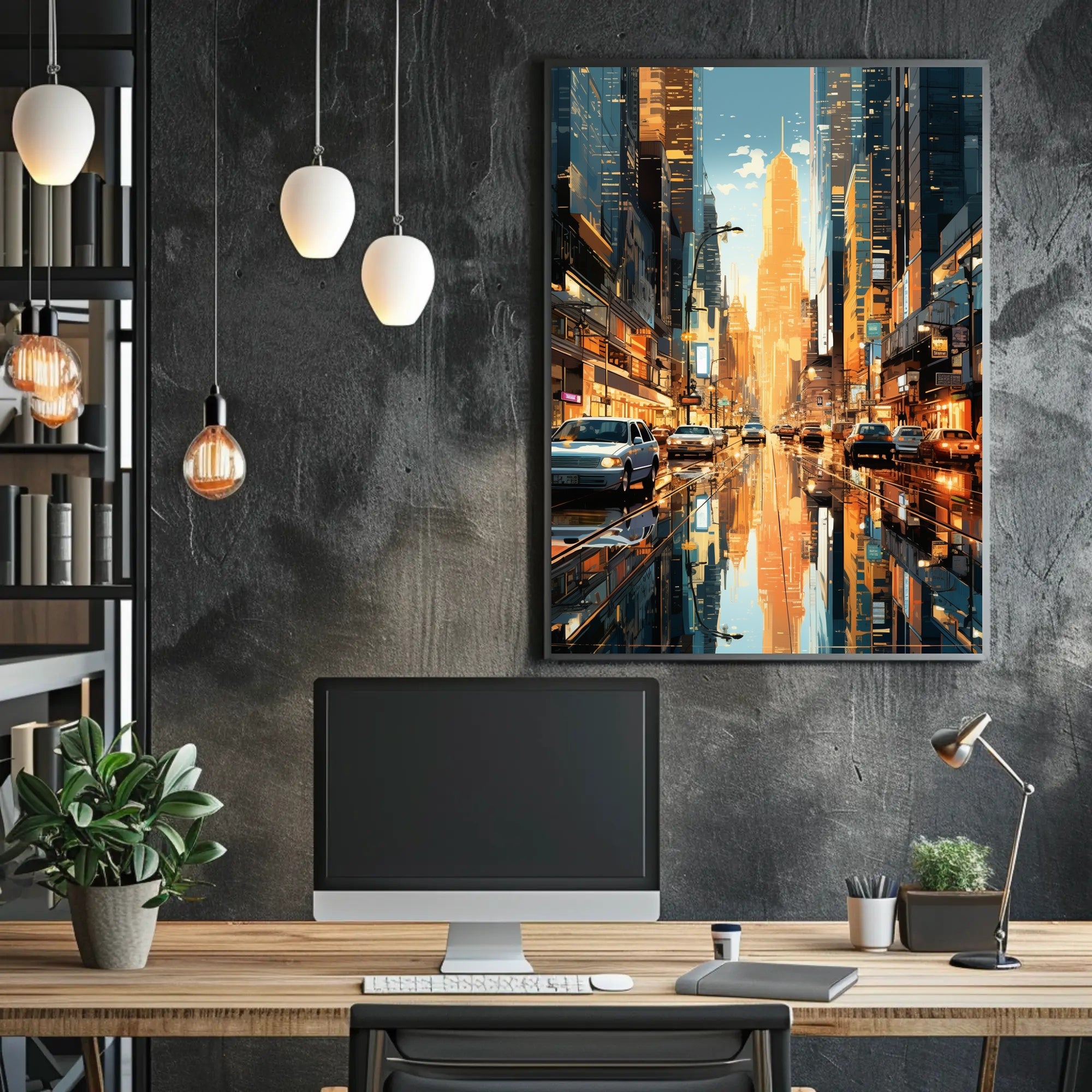Modern Cityscape Skyline: Urban Lifestyle Artistic Poster