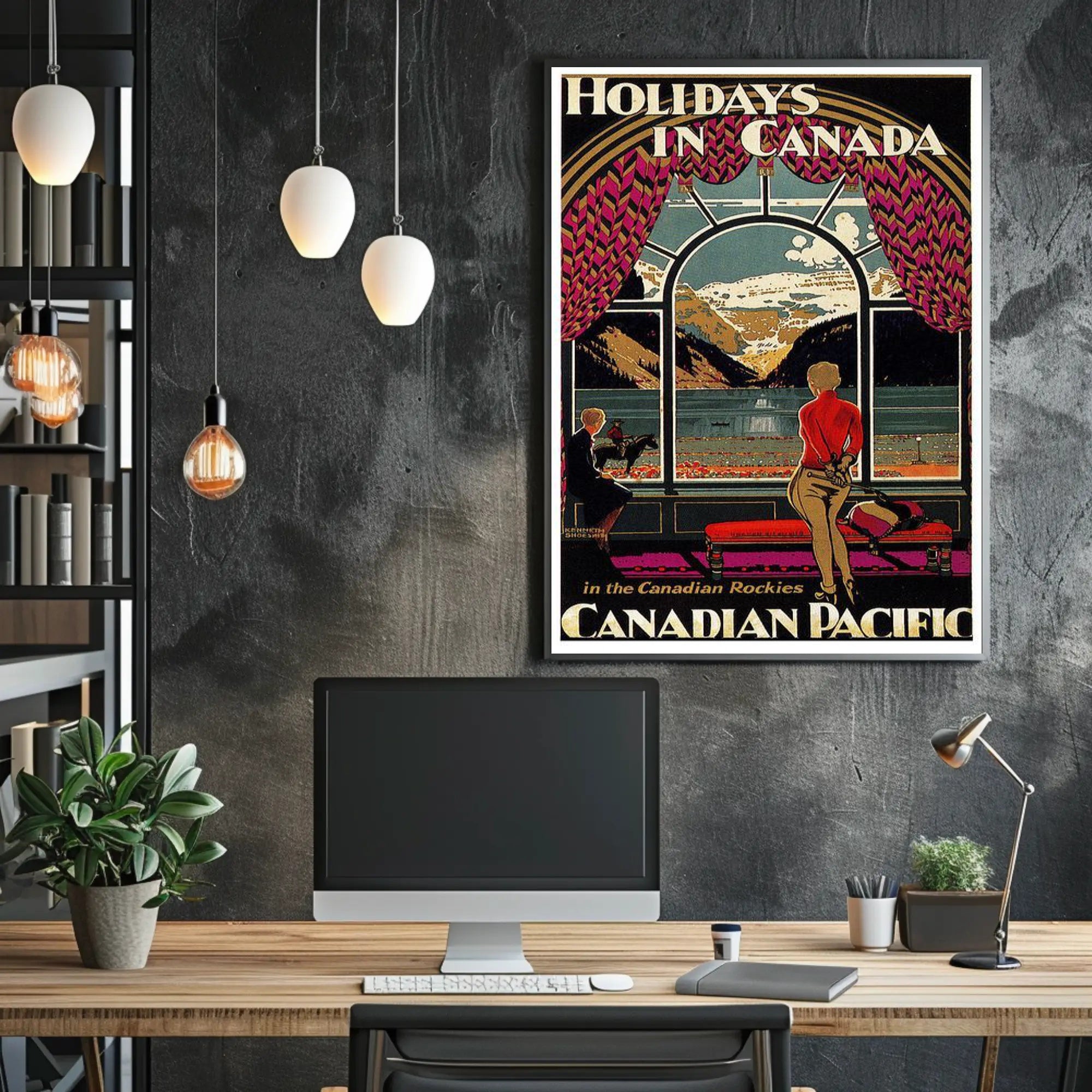 Canadian Rockies Vintage Travel View, Inviting Adventure Travel Poster PosterGoat