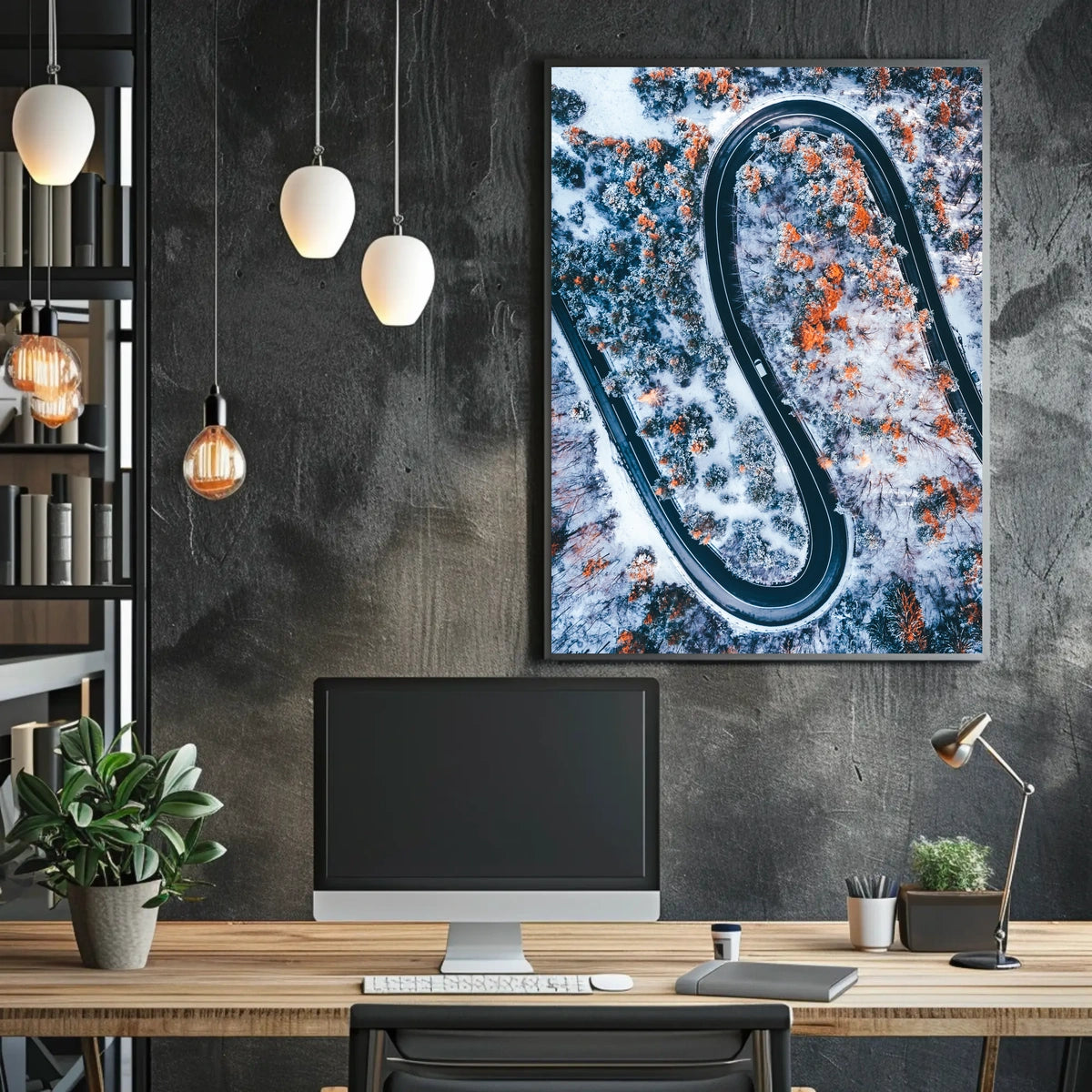 Serpentine Winter Road Poster