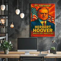 Herbert Hoover 31st President of the United States Colorful Comic Book Style Poster
