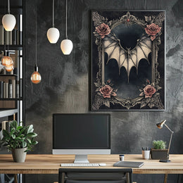 Gothic Elegance Bat And Roses Poster