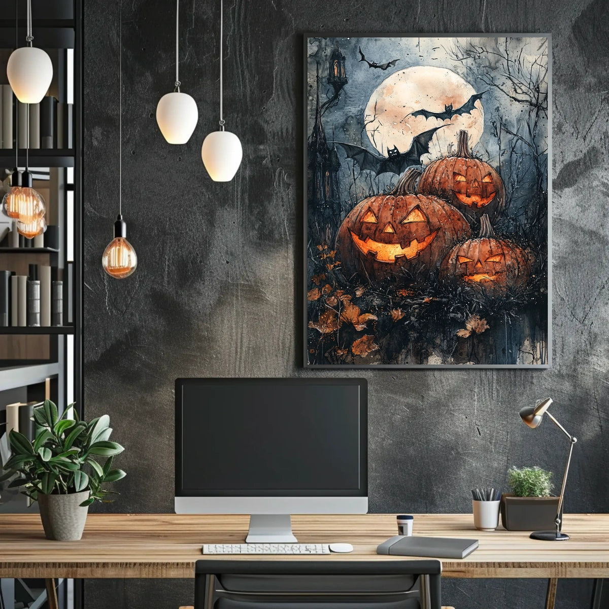 Halloween Moonlit Jack-O’-Lantern Scene Cultural or Heritage Poster