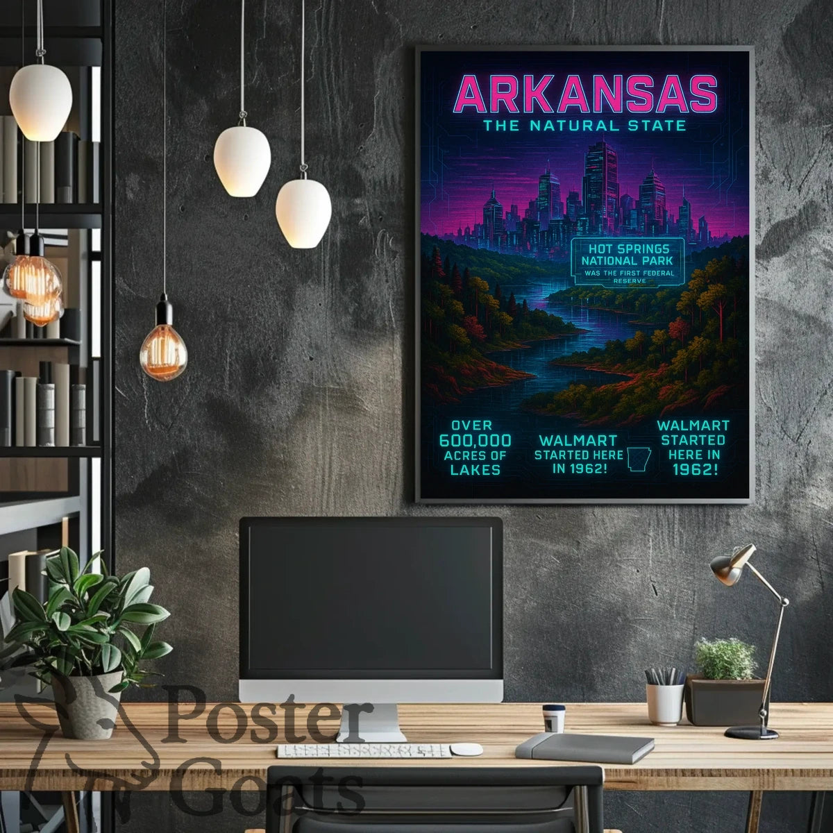 Arkansas Scenic Hot Springs Cityscape Travel Poster