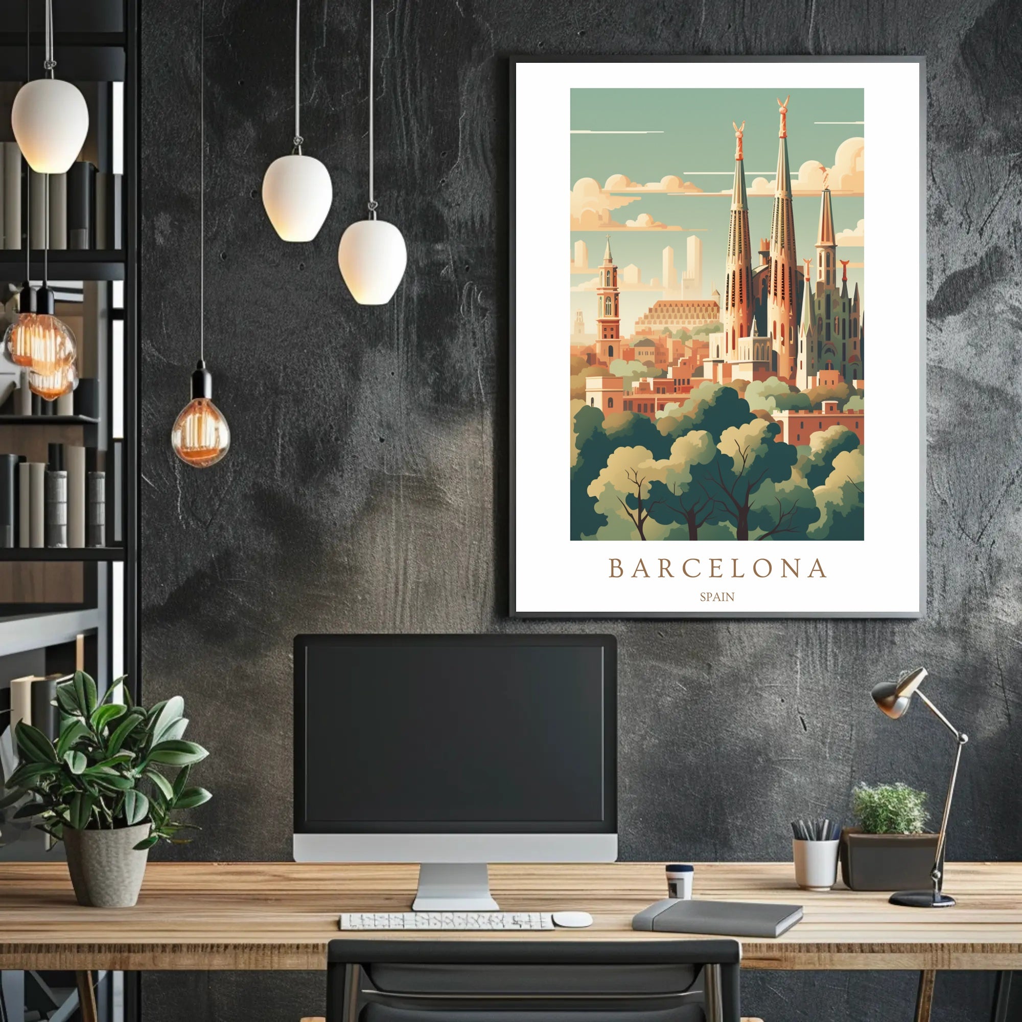 Barcelona Skyline Poster PosterGoat