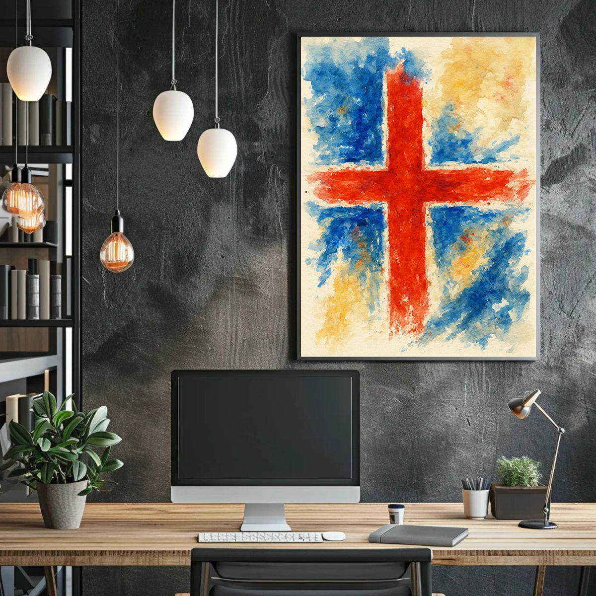 Abstract Cross In Watercolor Abstract Poster