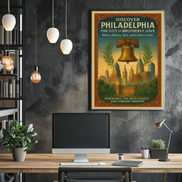 Philadelphia Vintage Liberty Bell Skyline Poster