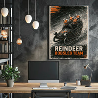 Reindeer Bobsled Team Poster