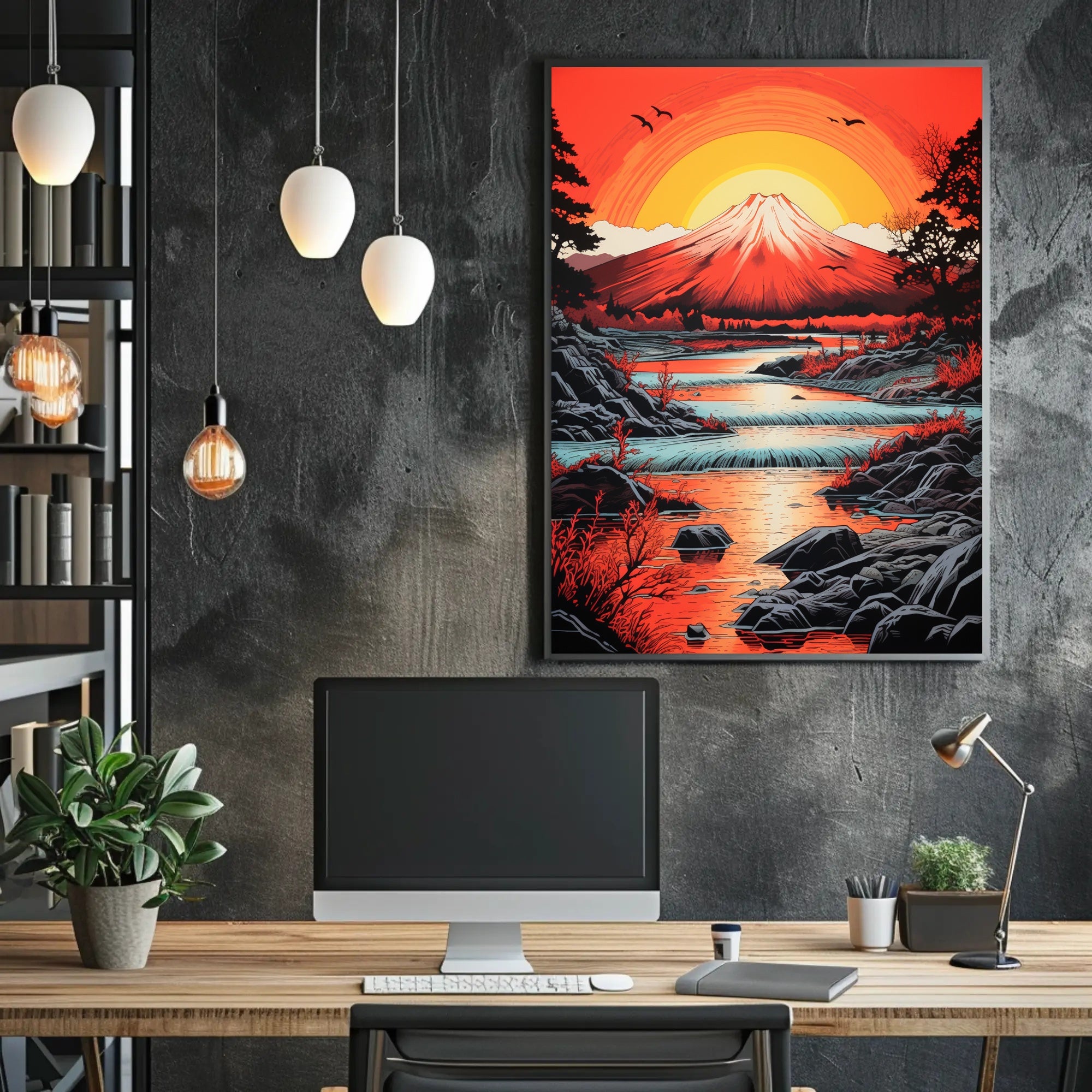 Radiant Mountain Sunset Poster PosterGoat