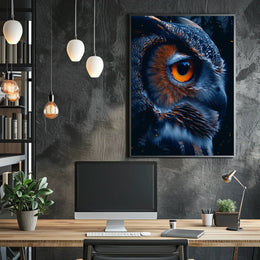 Mystical Owl Nighttime Photorealistic Art Poster