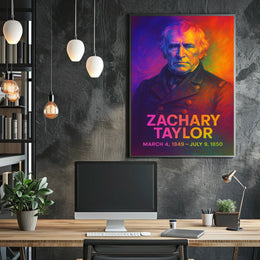Zachary Taylor 12th President of the United States Neon Gradient Overlay Poster