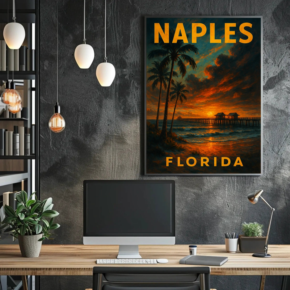 Naples Florida Sunset Poster Wall Art For Coastal Decor