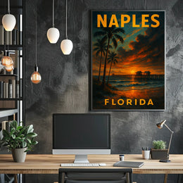 Naples Florida Sunset Poster Wall Art For Coastal Decor
