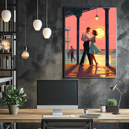Sunset Romance on the Pier Poster