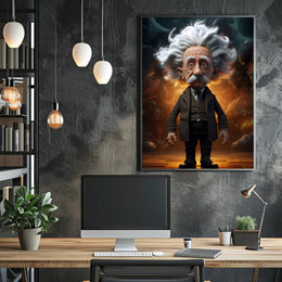 Exaggerated Scientific Genius in Fantasy World - Pop Culture Poster
