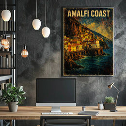 Amalfi Coast Poster Wall Art For Coastal Home Decor