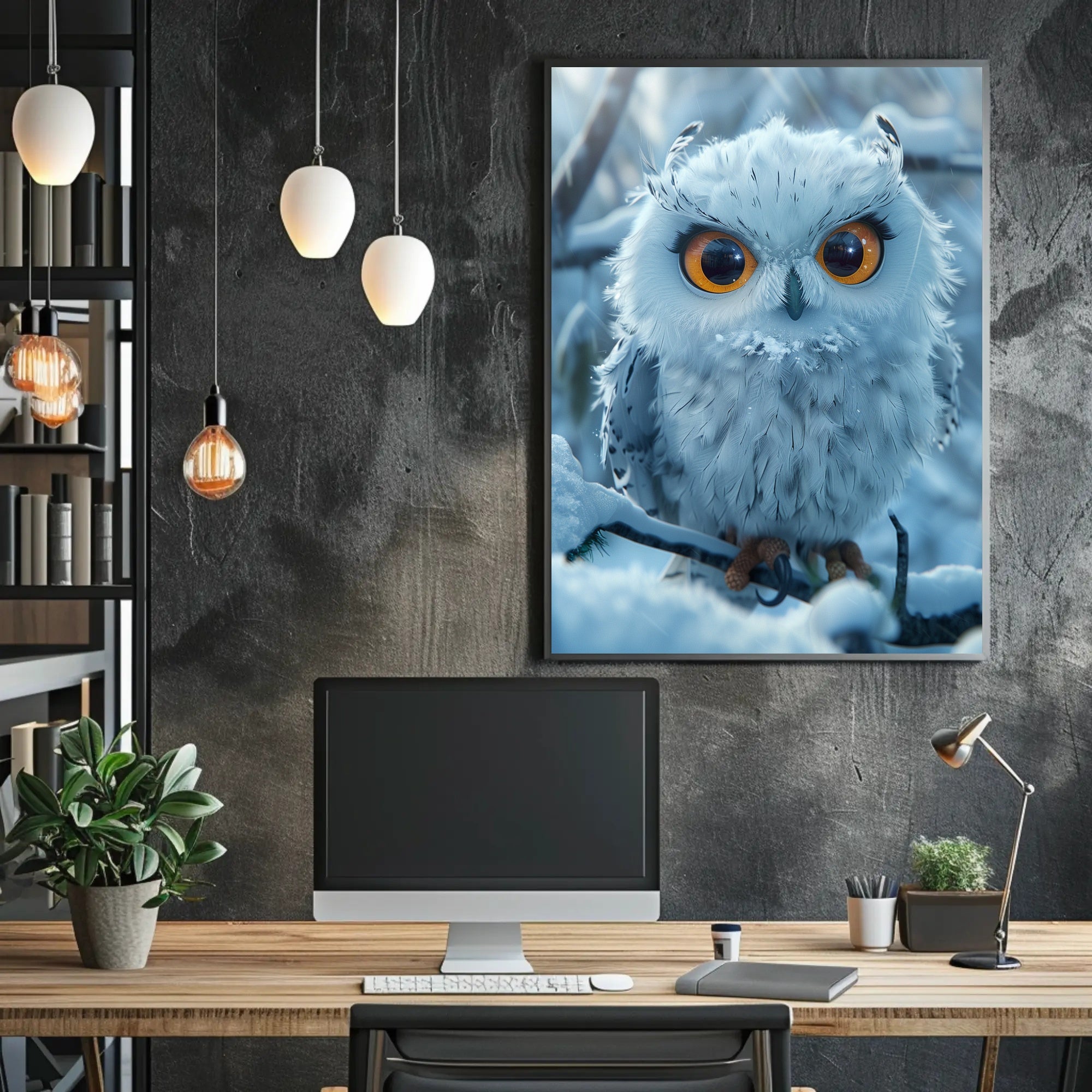 Majestic Snowy Owl Photorealistic Winter Poster PosterGoat