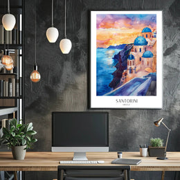 Santorini Sunset Dreamscape: Greek Travel Poster PosterGoat