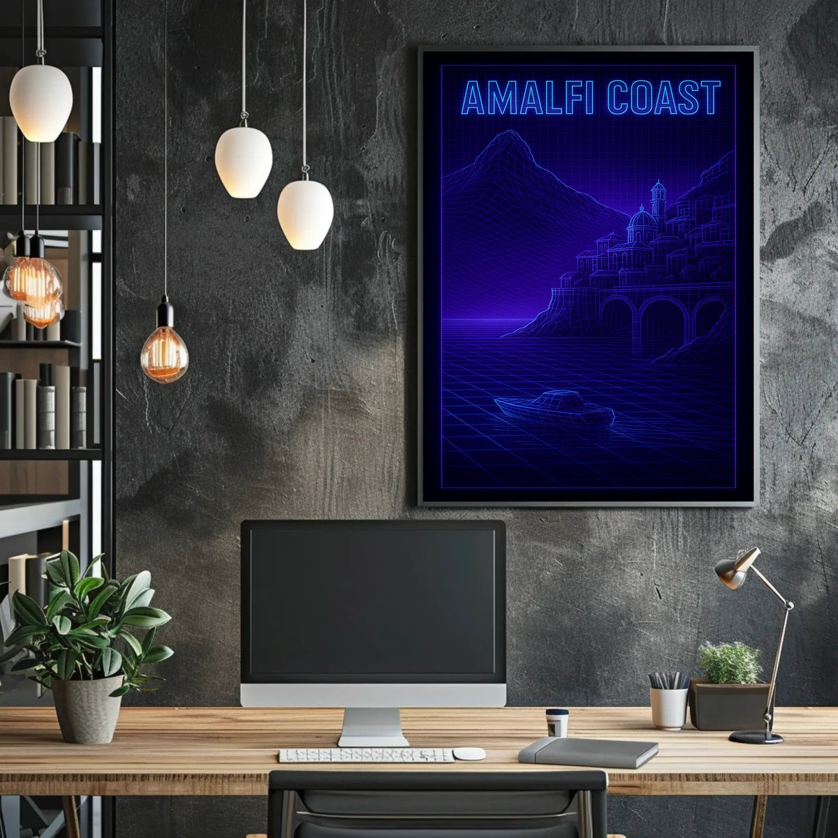 Amalfi Coast Futuristic Design Poster Wall Art For Decor