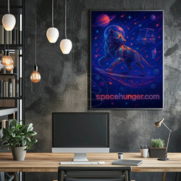 Futuristic Wolf in Cosmic Swirl Futuristic Sci-Fi Poster
