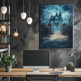 Haunted Manor At Dusk Poster