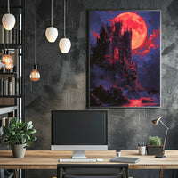 Blood Moon Castle Art Print Poster for Home Decor PosterGoat